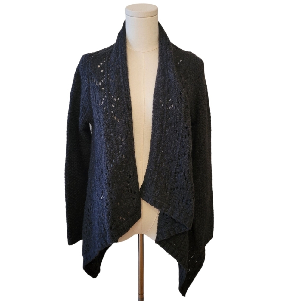 LOFT Black Crochet Open Cardigan Sweater‎ Size Medium